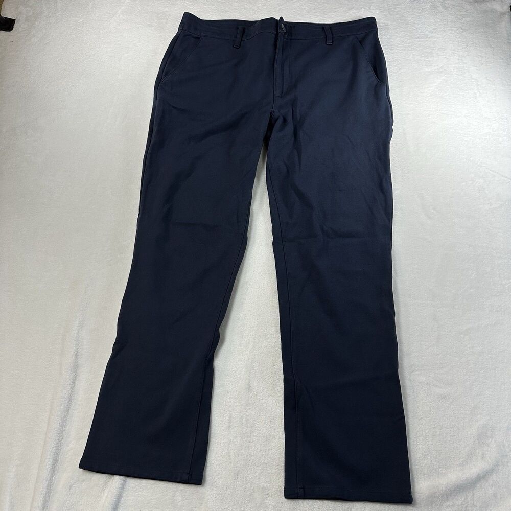 True Classic Mens 33x30 Navy Stretch Pants Performance Chino Flat Front Casual